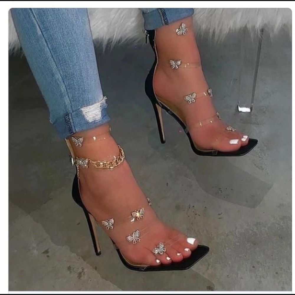 Black Butterfly charm Stilettos